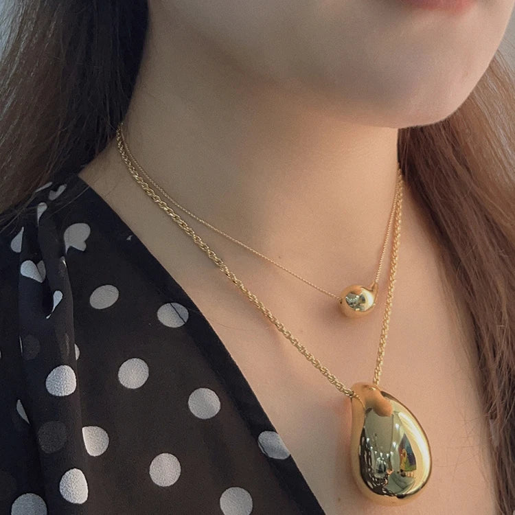 2023 Top Quality Luxury Jewelry Water Drop Gold Silver Necklace Women Europe America Designer Fashion Famous Brand Trend