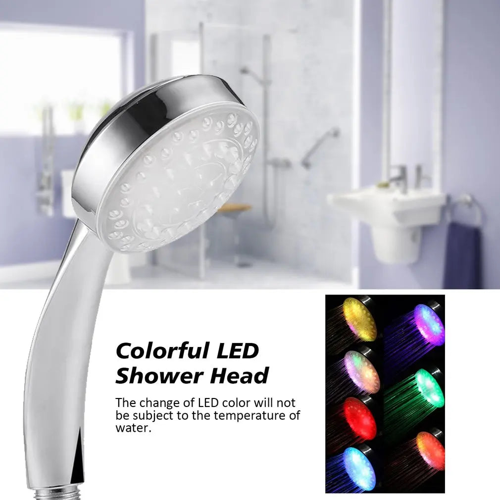 1pc Shower Head 7 Color 5 LED Romantic Automatic Lights Handheld Water Saving Rainfall Shower Head For Bath Bathroom Hot Sale