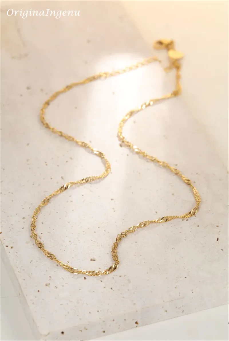 14K Gold Filled Singapore Chain Necklace Dainty Rope Chain Necklace Tarnish Resistant Jewelry Boho Necklace for Women