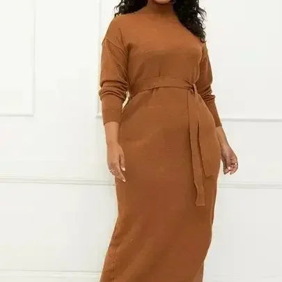 2023 autumn and winter best-selling element women plus long funnel neck dress