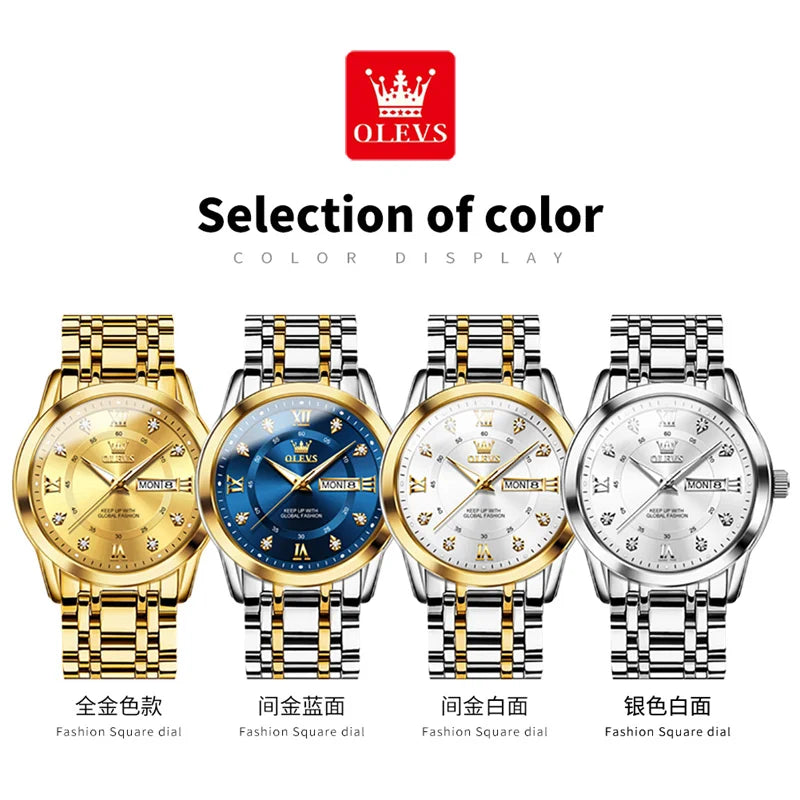 2023 New OLEVS High Quality Watch Men Sport Date Quartz Watches Gold Steel Business Watch Male Clock Relogios Masculinos