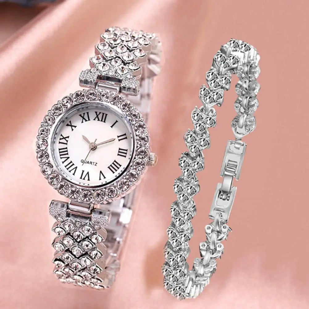 2pcs Set Watch For Women Watches 2023 Best Selling Products Luxury Watch Bracelet Set Diamond Steel Band Quartz Wristwatch