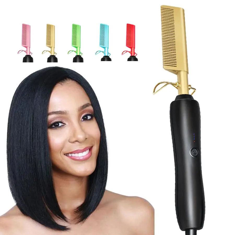 3 in 1 Hot Comb Hair Straightener Flat Irons Straightening Heating Comb for Wig Hair Styler Hair Curler Peigne Chauffant