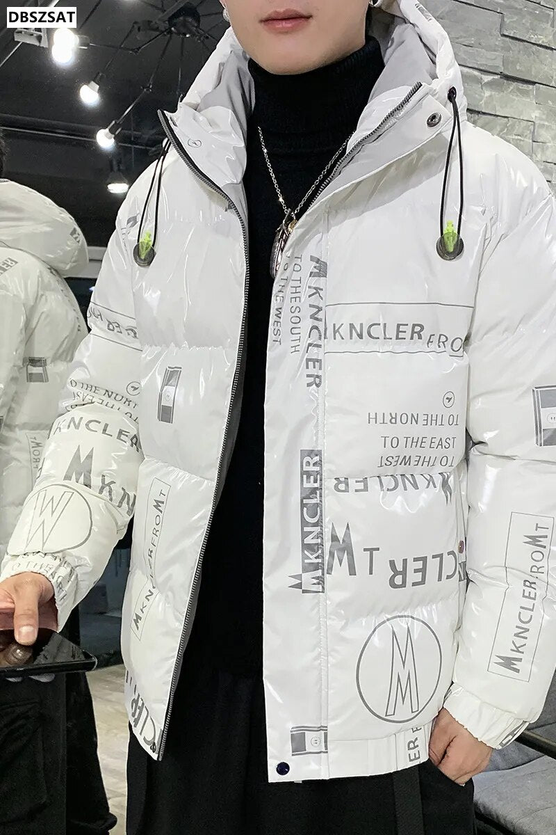 2023 Winter down jacket men new white eiderdown hooded teenage student couples extra thick coat men