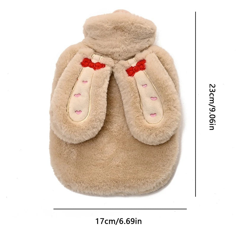 1000ML Cute Rabbit Hot Water Bag With Plush Cover Water Filling Hot-water Bag Hand Feet Warmer Winter Warm Water Bag