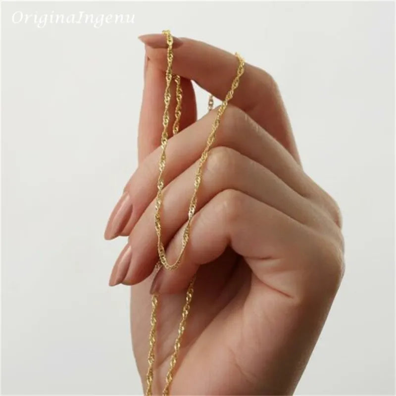 14K Gold Filled Singapore Chain Necklace Dainty Rope Chain Necklace Tarnish Resistant Jewelry Boho Necklace for Women