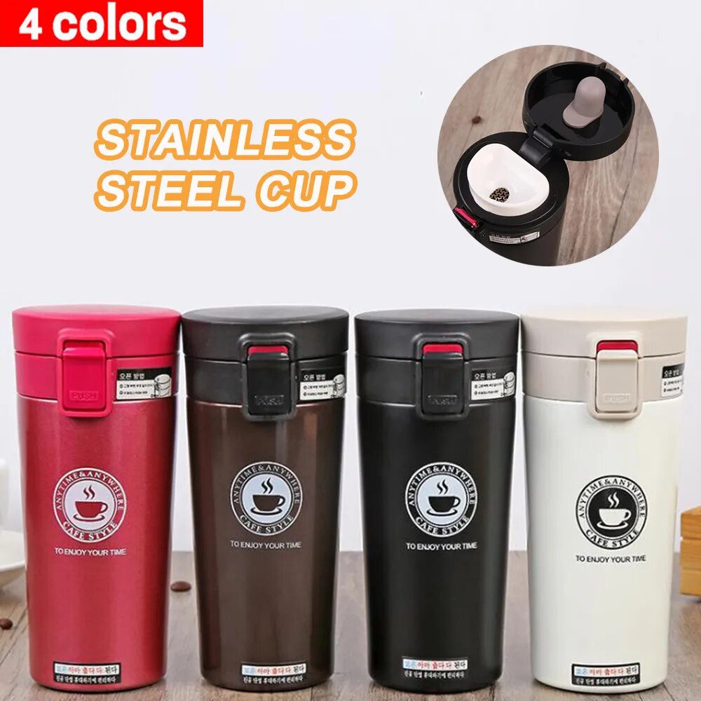 380ml Thermos Coffee Cup Double Layer Stainless Steel Vacuum Insulated Metal Thermos For Outdoor Travel Sports Household Thermos
