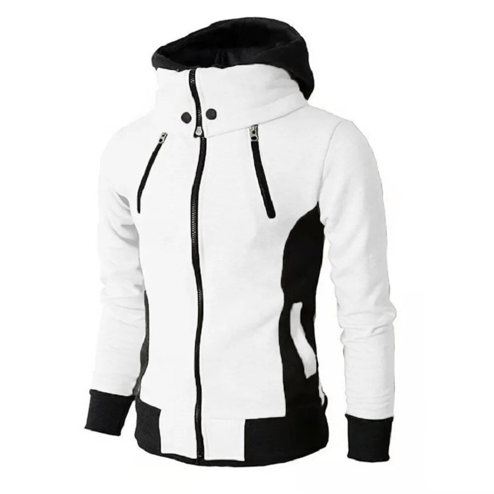 2022 Zipper Men Jackets Autumn Winter Casual Fleece Coats Bomber Jacket Scarf Collar Fashion Hooded Male Outwear Slim Fit Hoody