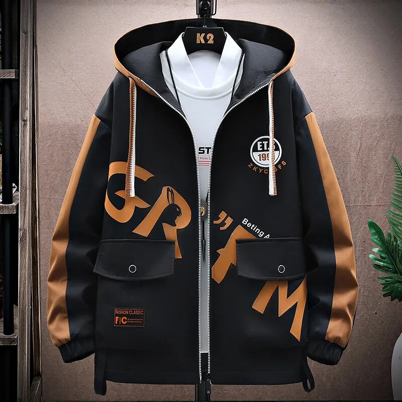 2023 Spring Casual Jacket Men Hooded Patchwork Coat Outwear Male Comfortable Baseball Clothing White Black Plus Size 4XL