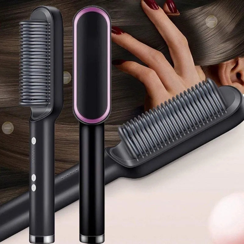 3 In 1 Hair Brush Straight Comb Hot Air Comb Heated Comb Anti-iron HairLevel Comb - Bivolt Hair Straightening And Curling Brush