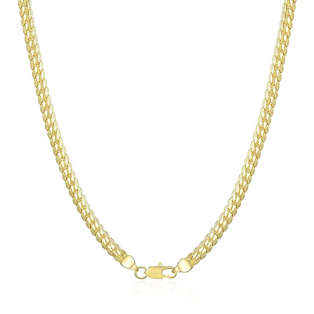 18-24Inch 45-60cm 18K Gold 5mm Full Sideways Chain Necklace For Women Man Fashion Wedding Party Charm Jewelry