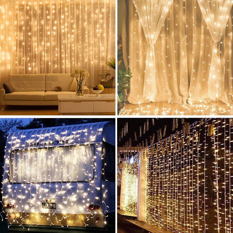 Curtain LED String Lights Garland Festival Christmas Decoration USB Remote Control Holiday Wedding Fairy Lights for Bedroom Home