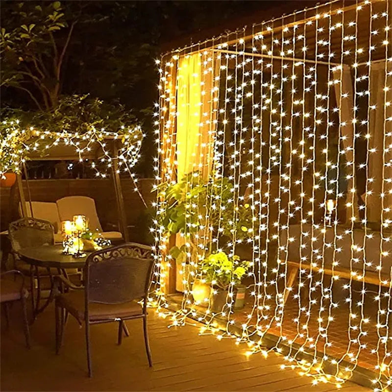 9x3/12x2m Christmas Lights Garland LED Curtain Icicle String Light Fairy Wedding Lighting Decoration Home Windows Party Garden