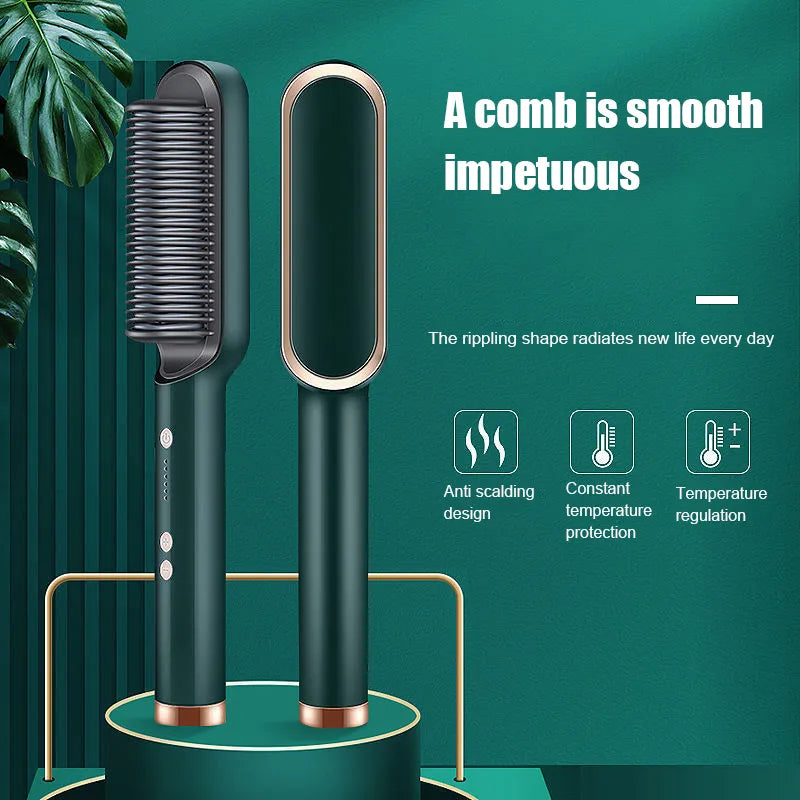 3 In 1 Hair Brush Straight Comb Hot Air Comb Heated Comb Anti-iron HairLevel Comb - Bivolt Hair Straightening And Curling Brush