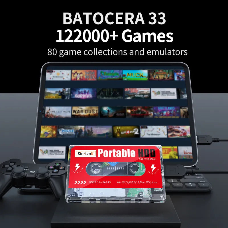 2T HDD With 122000 Retro Games For Sega Saturn/Naomi/DC/Mame/Arcade Batocera 33 Portable External Game Hard Drive 3D Video Games