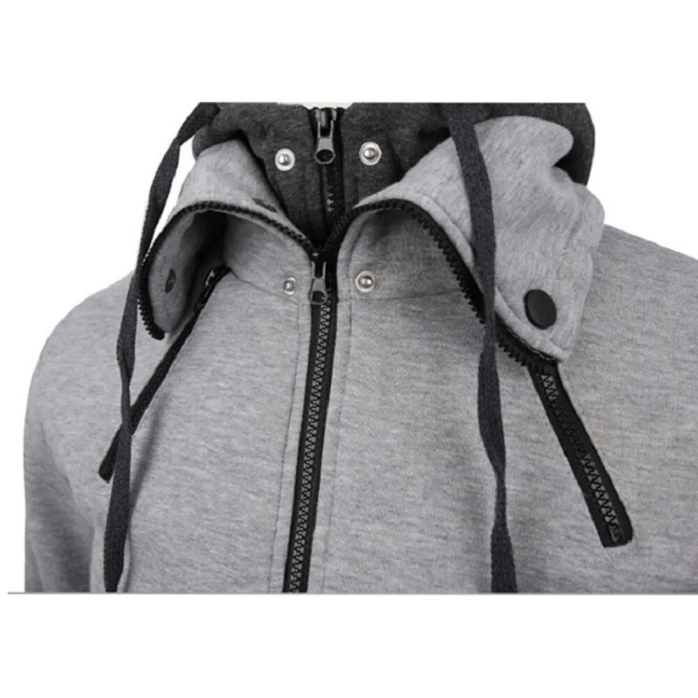 2022 Zipper Men Jackets Autumn Winter Casual Fleece Coats Bomber Jacket Scarf Collar Fashion Hooded Male Outwear Slim Fit Hoody