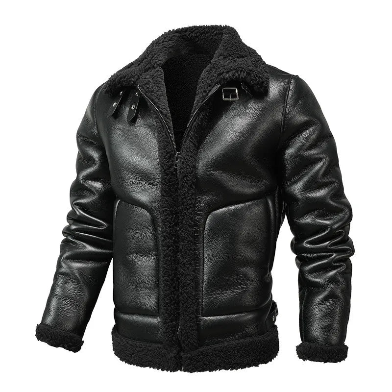 2023 Winter Men's Leather Jacket Oversized Luxury Wool Plus Thick Warm Jacket Youth Fashion Lovers PU Leather Jacket Coats 4XL