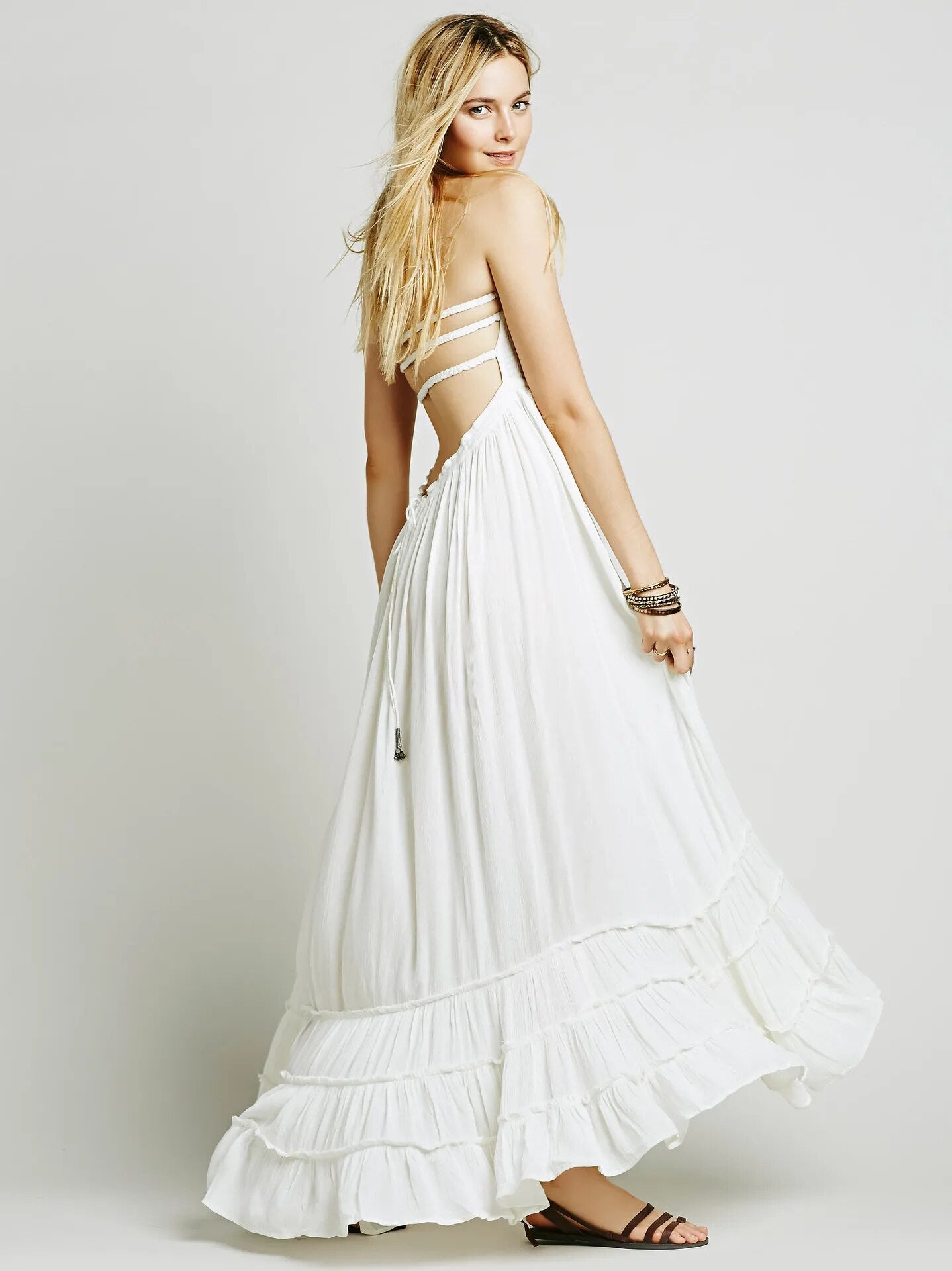 2023 Beach Dress Sexy Dresses Boho Bohemian People Holiday Summer Long Backless Cotton Women Party Hippie Vestidos Mujer Ethnic