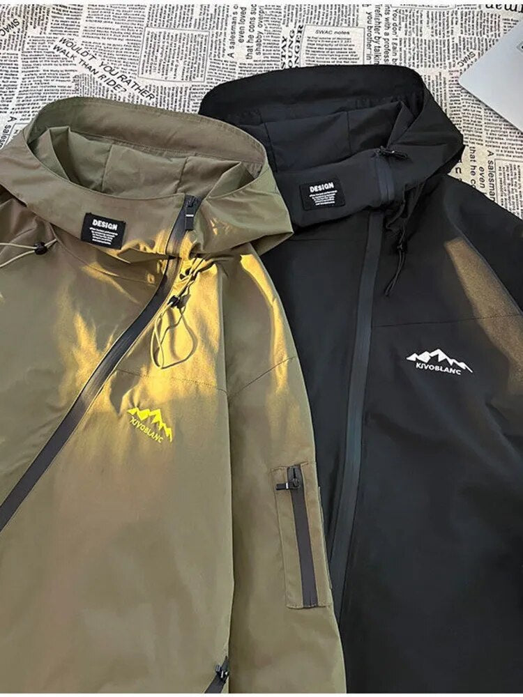 Y2k Hooded Windbreaker Jacket Men Women Outdoor Sports Jacket Camping Hiking Fishing Coat Spring Autumn Rushing Jackets