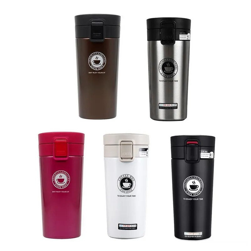 380ml Thermos Coffee Cup Double Layer Stainless Steel Vacuum Insulated Metal Thermos For Outdoor Travel Sports Household Thermos