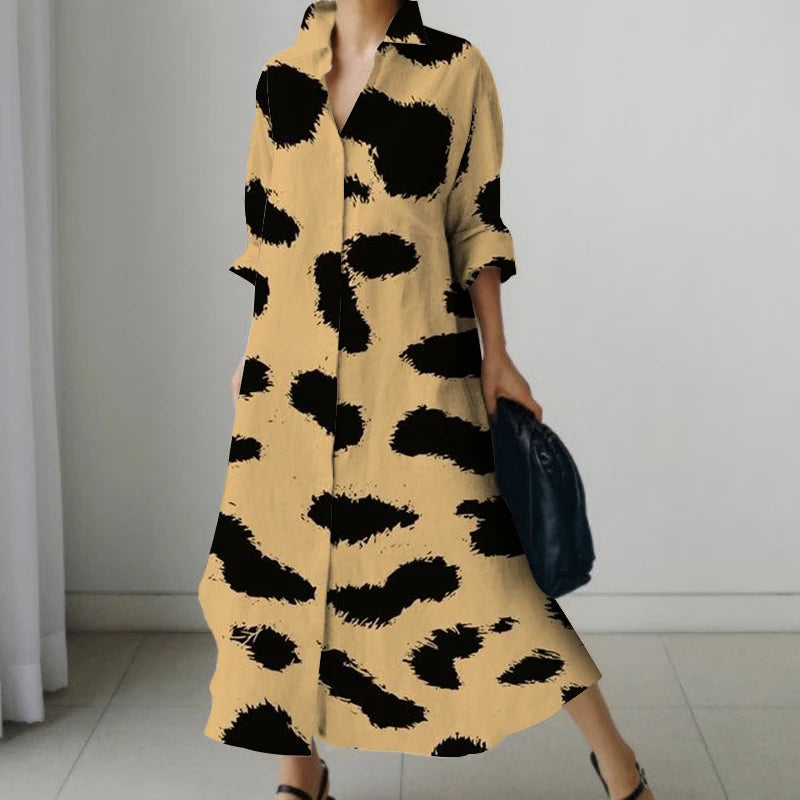 Women'S High-Quality Shirt, Dress, Leopard Print, Casual, Comfortable, Fashionable, Simple, And Beautiful, Exclusive To Women