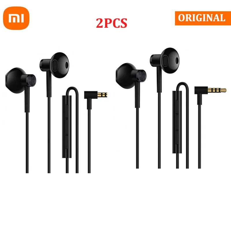 100% Original Xiaomi Hybrid DC Earphone Dynamic piezoCeramic Dual Driver MEM Mic Tenacity Wire Control Half-In-Ear L-Shape Plug