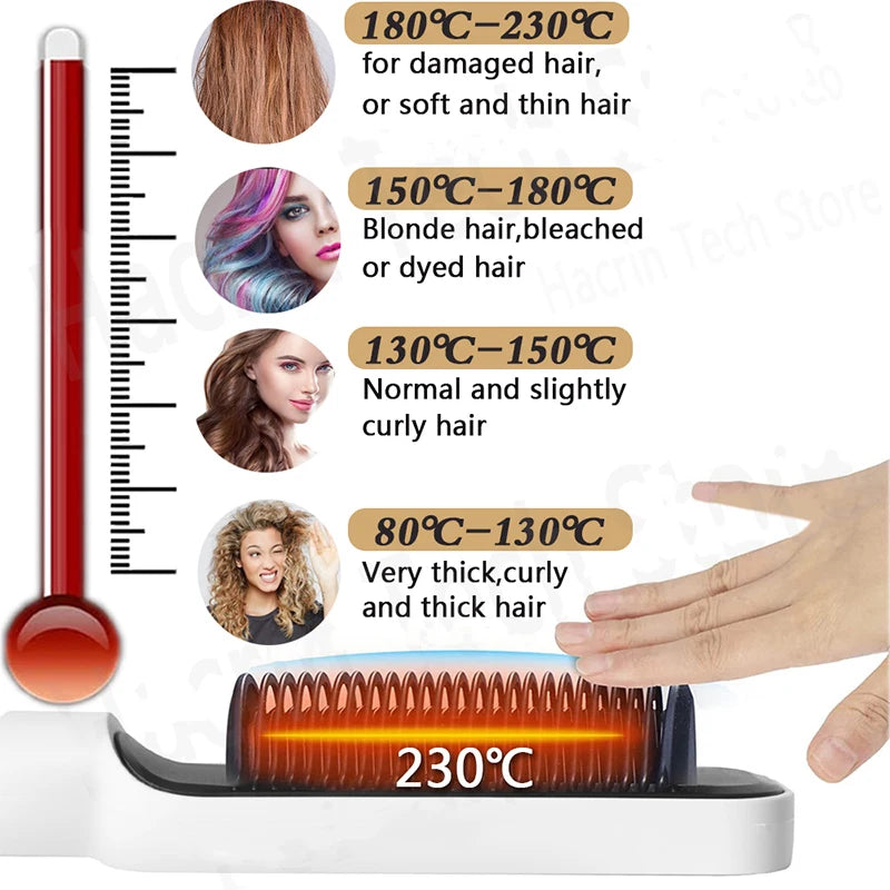 3 In 1 Hair Brush Straight Comb Hot Air Comb Heated Comb Anti-iron HairLevel Comb - Bivolt Hair Straightening And Curling Brush