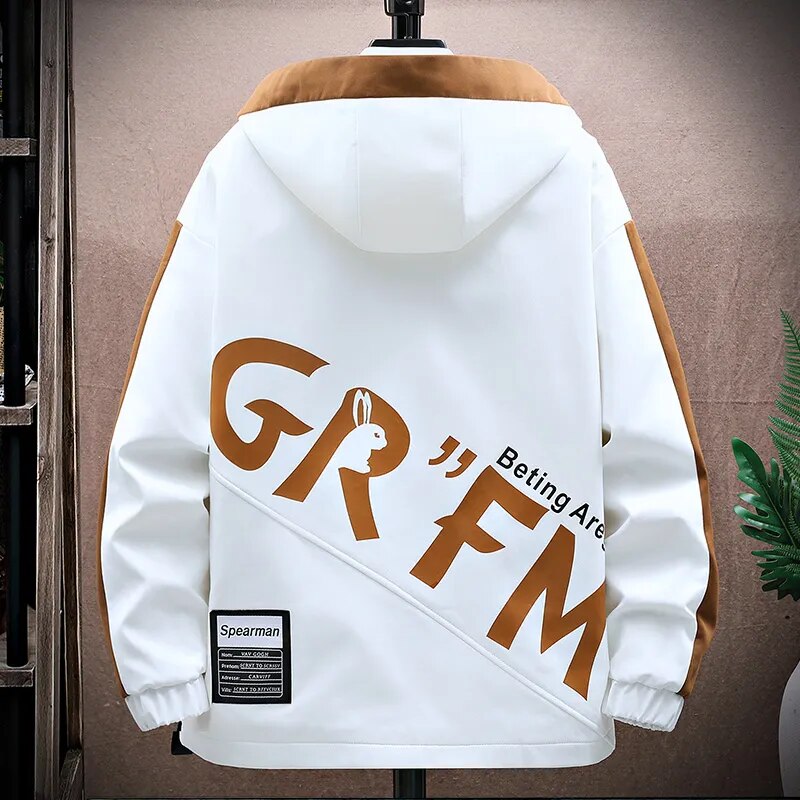 2023 Spring Casual Jacket Men Hooded Patchwork Coat Outwear Male Comfortable Baseball Clothing White Black Plus Size 4XL