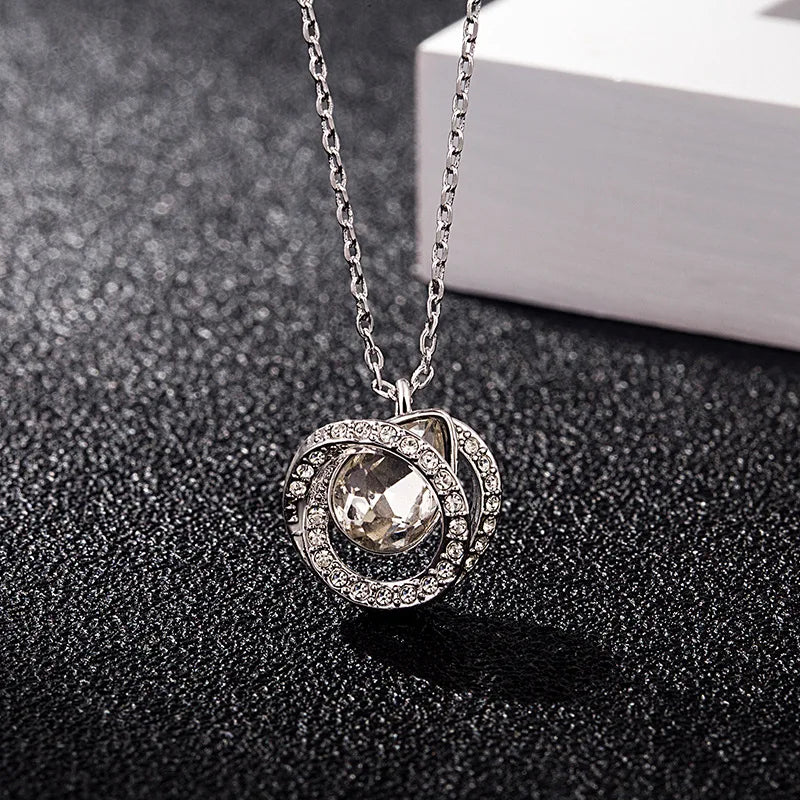 2023 New Trend Original Fine Jewelry Set Charm Fashion Gold Silver Austrian Crystal Adjustable Necklace Gift For Women With Logo