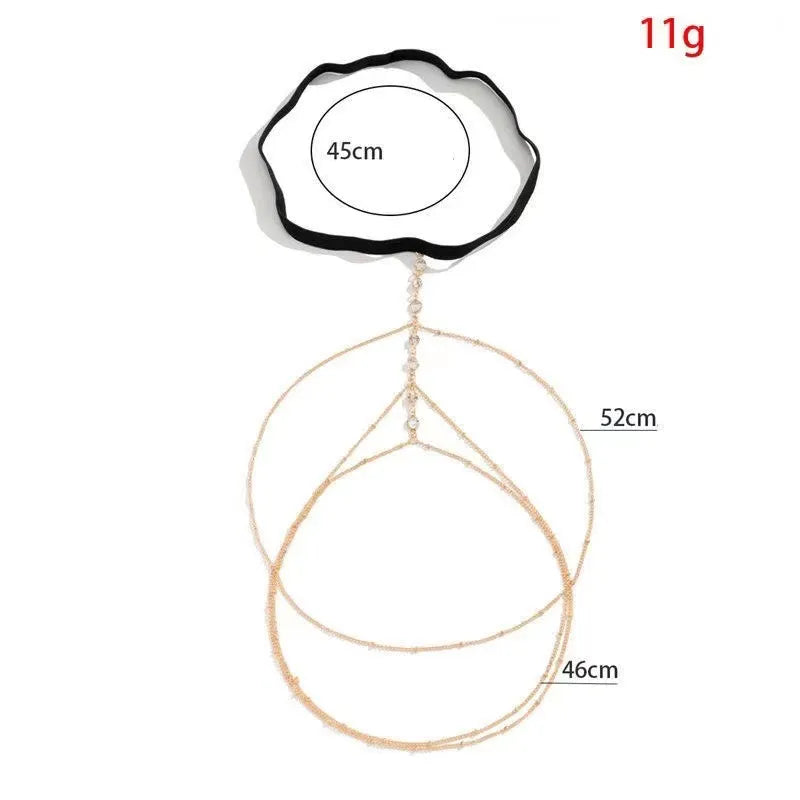 2023 Trendy Bohemian Body Chain anklets for women Layered Heart-shaped Crystal Star Zircon Pearl Shell Elastic Hot Thigh Chain