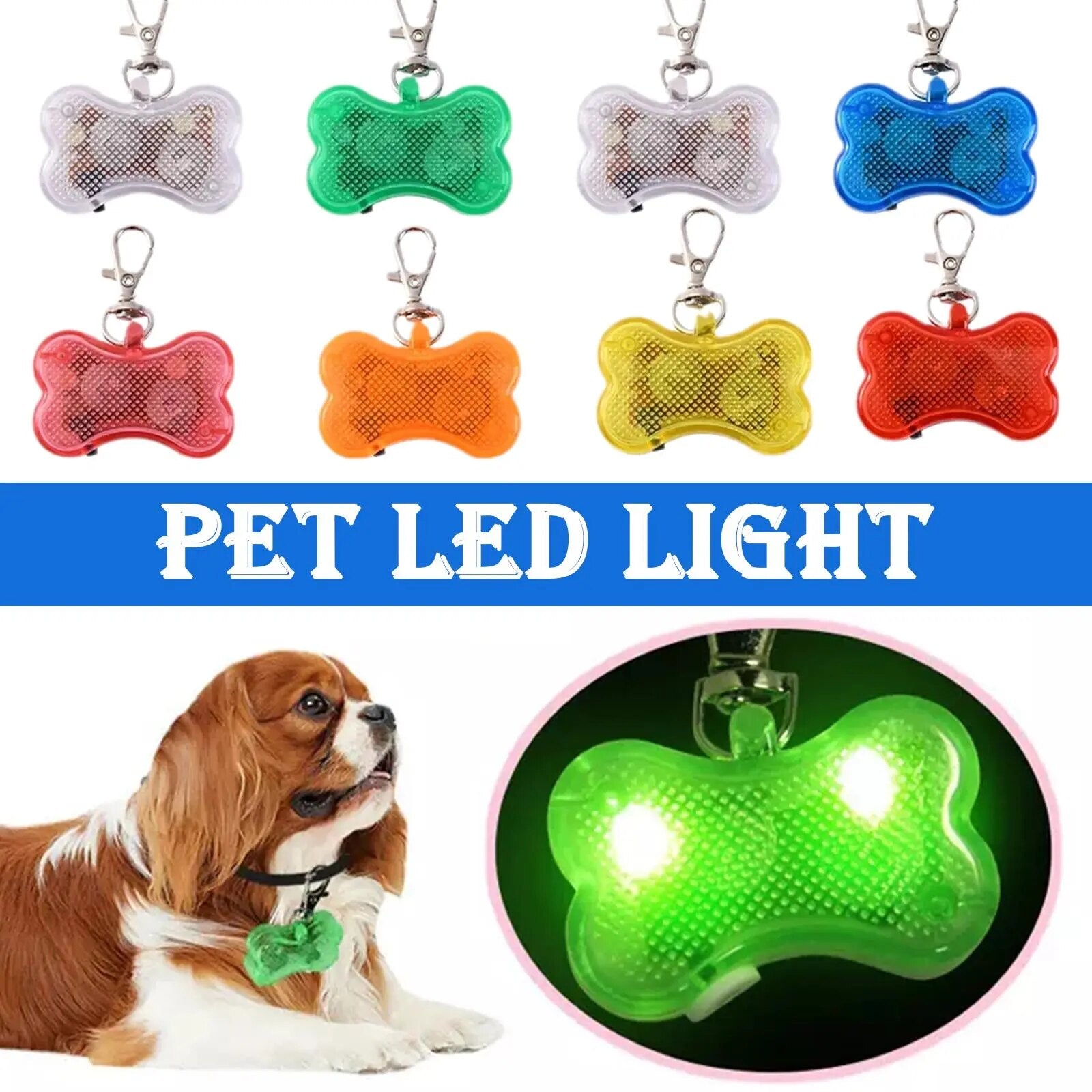 Dog Collar Night Safety Glowing Pendant LED Flash Lights Pet Leads Accessories Pet Luminous Bright Glowing Pendant In Dark