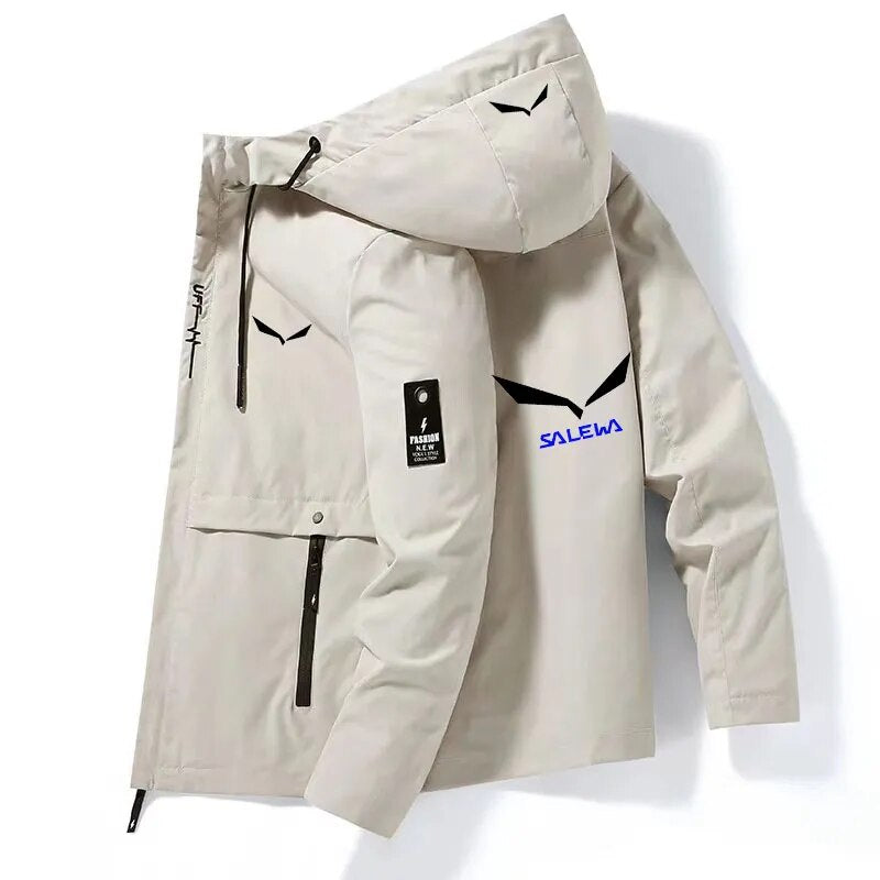 2023 brand SALEWA spring and autumn men's polyester fabric hooded jacket printed lightweight jacket outdoor sports fashion