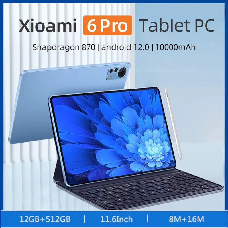2023 Original Global Version 12GB+512GB Snapdragon 870 Tablets PC Tablet Android Pad 6 Pro 5G Dual SIM Card or WIFI HD 4K Mi Tab
