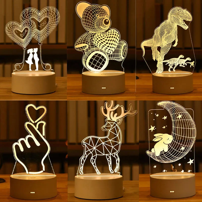 3D LED Night Lights Neon Lamp Wedding Christmas Lights for Bedroom Decor Home Valentine's Day Gift Moon Lamp 2023 Birthday Decor