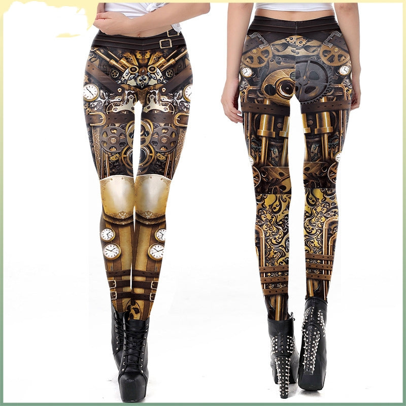 Women's Peripheral Dark Steam Fashion Stretch Digital Printing Tights - QWIEL®