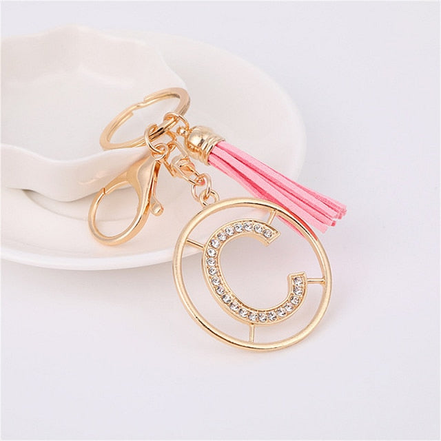 Rhinestones English Letter Alloy Keychain