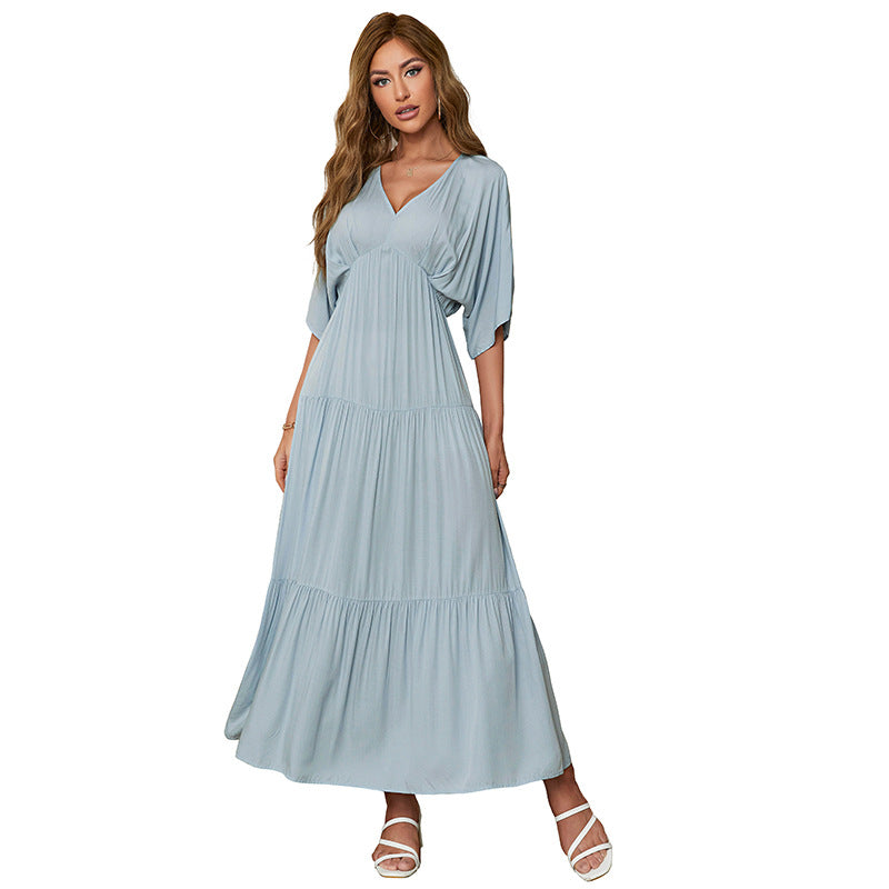 Women's V-neck Batwing Sleeve Dress