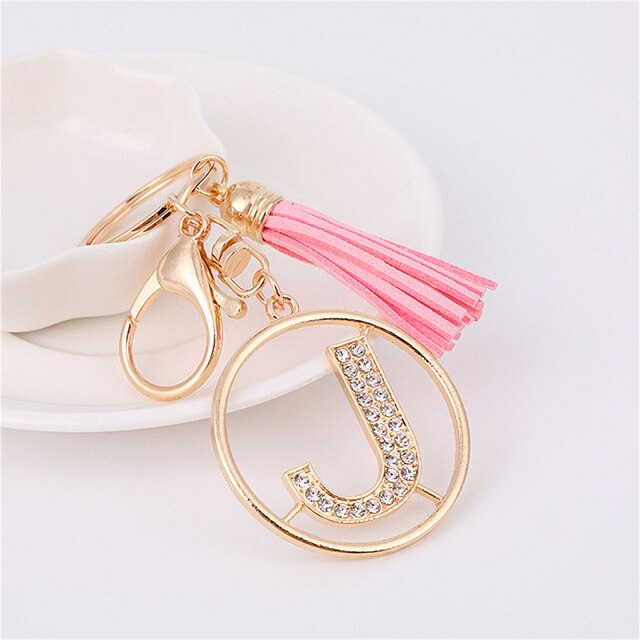 Rhinestones English Letter Alloy Keychain