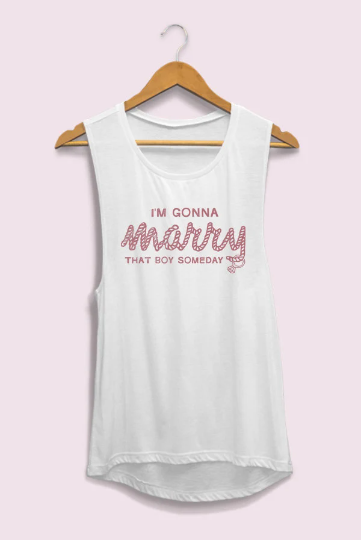 She's In Love with the Boy - Bachelorette Party Flowy Muscle Tank Tops