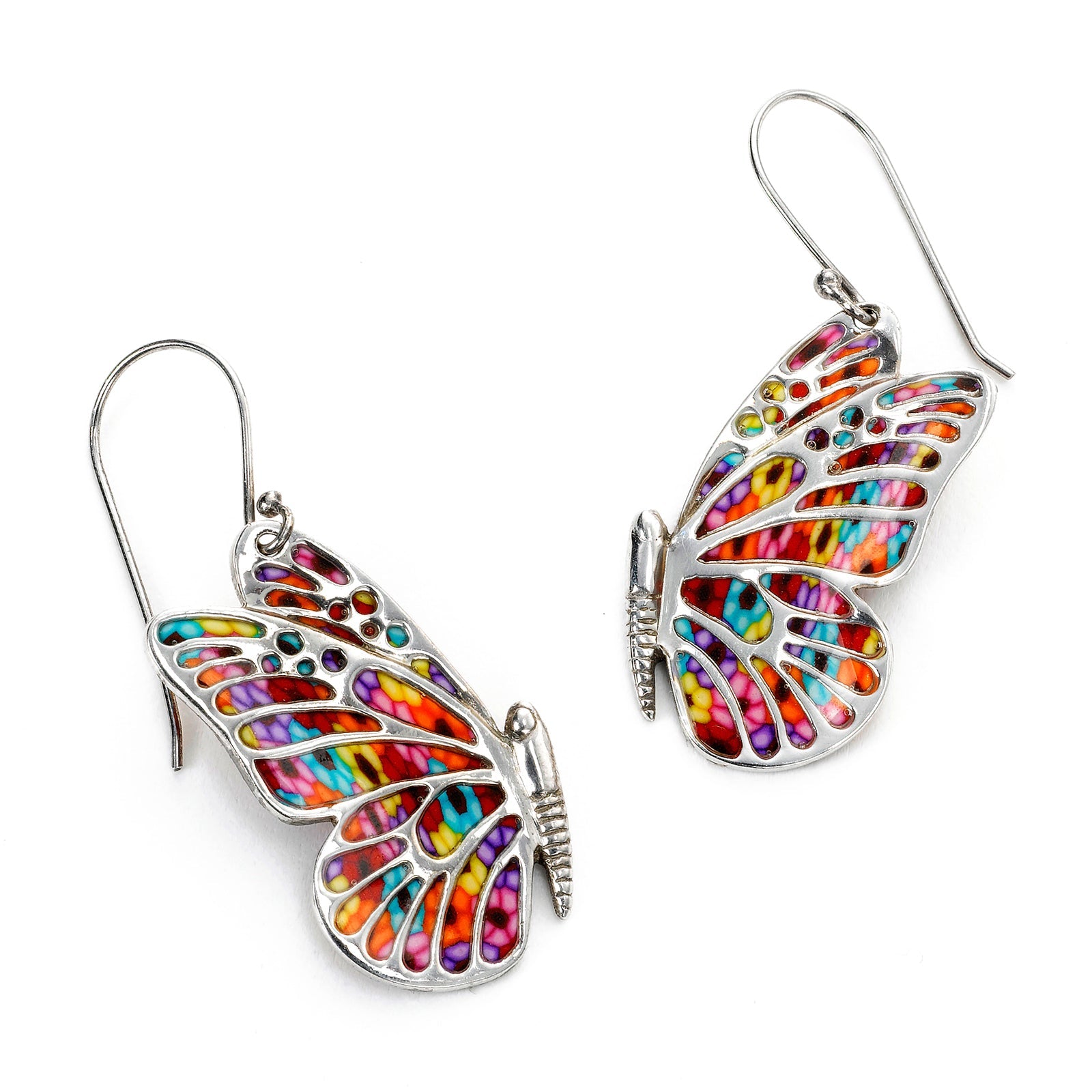 925 Sterling Silver Butterfly Dangle Earrings