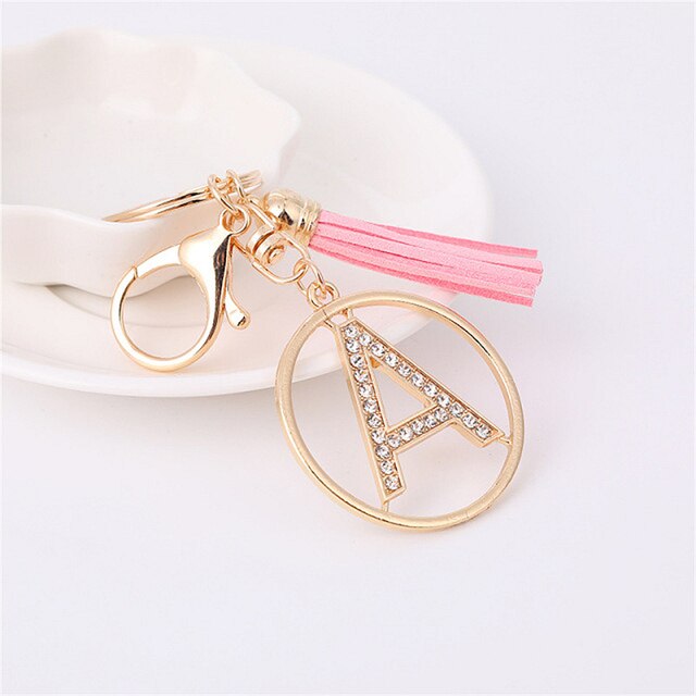 Rhinestones English Letter Alloy Keychain