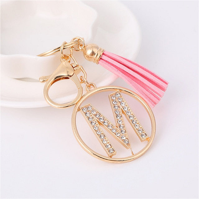 Rhinestones English Letter Alloy Keychain