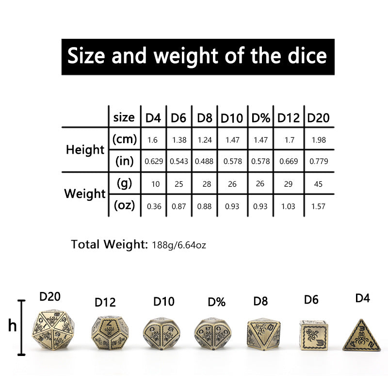 Metal DND Dice Polyhedron RPG 7 Items - QWIEL®