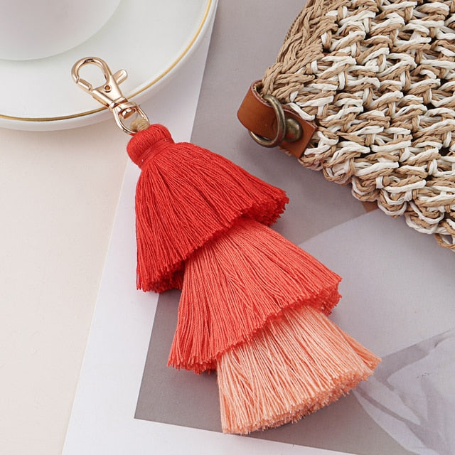 Multicolor Handmade Layered Tassel Keychain