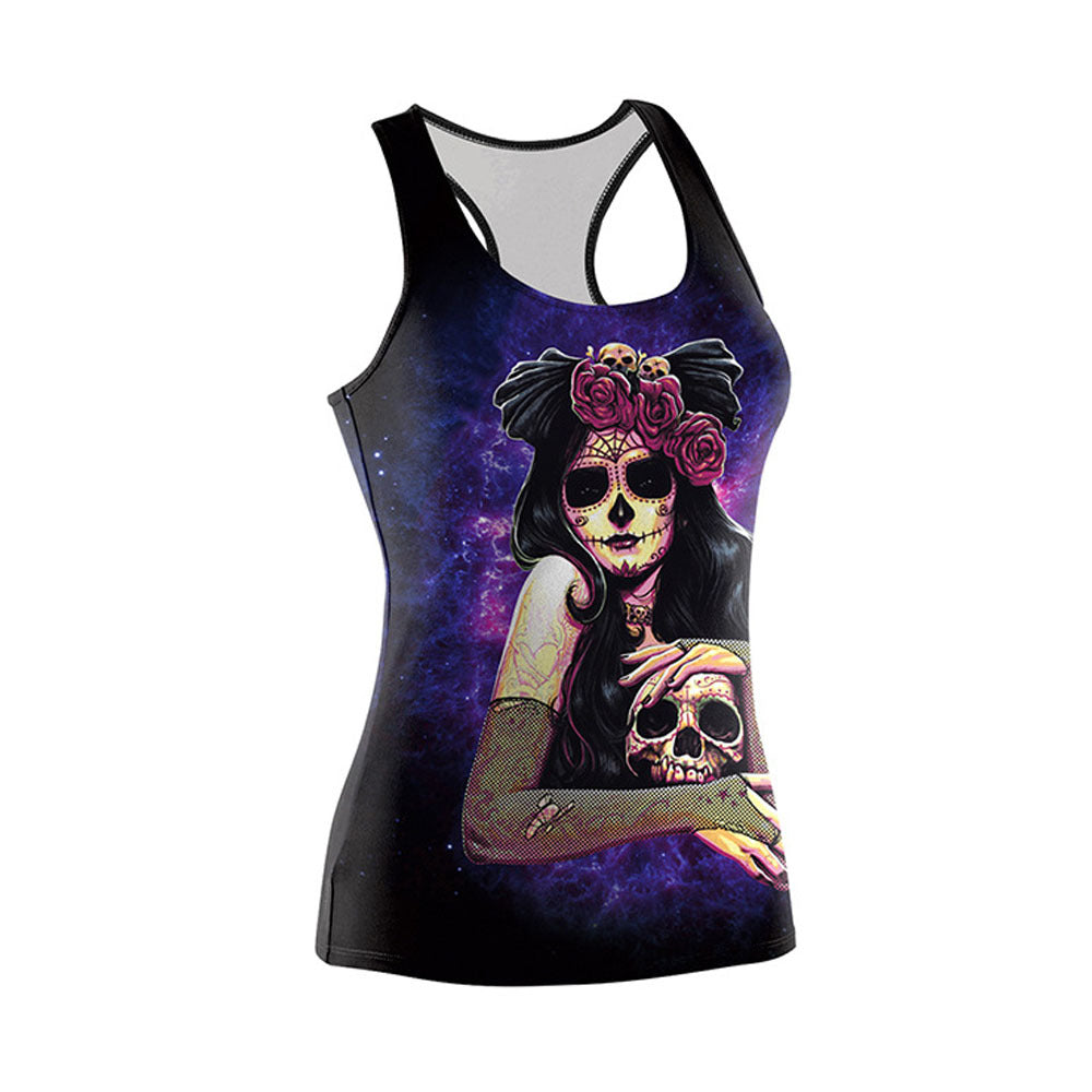 Women's Halloween Ghost Skull Printed Vest