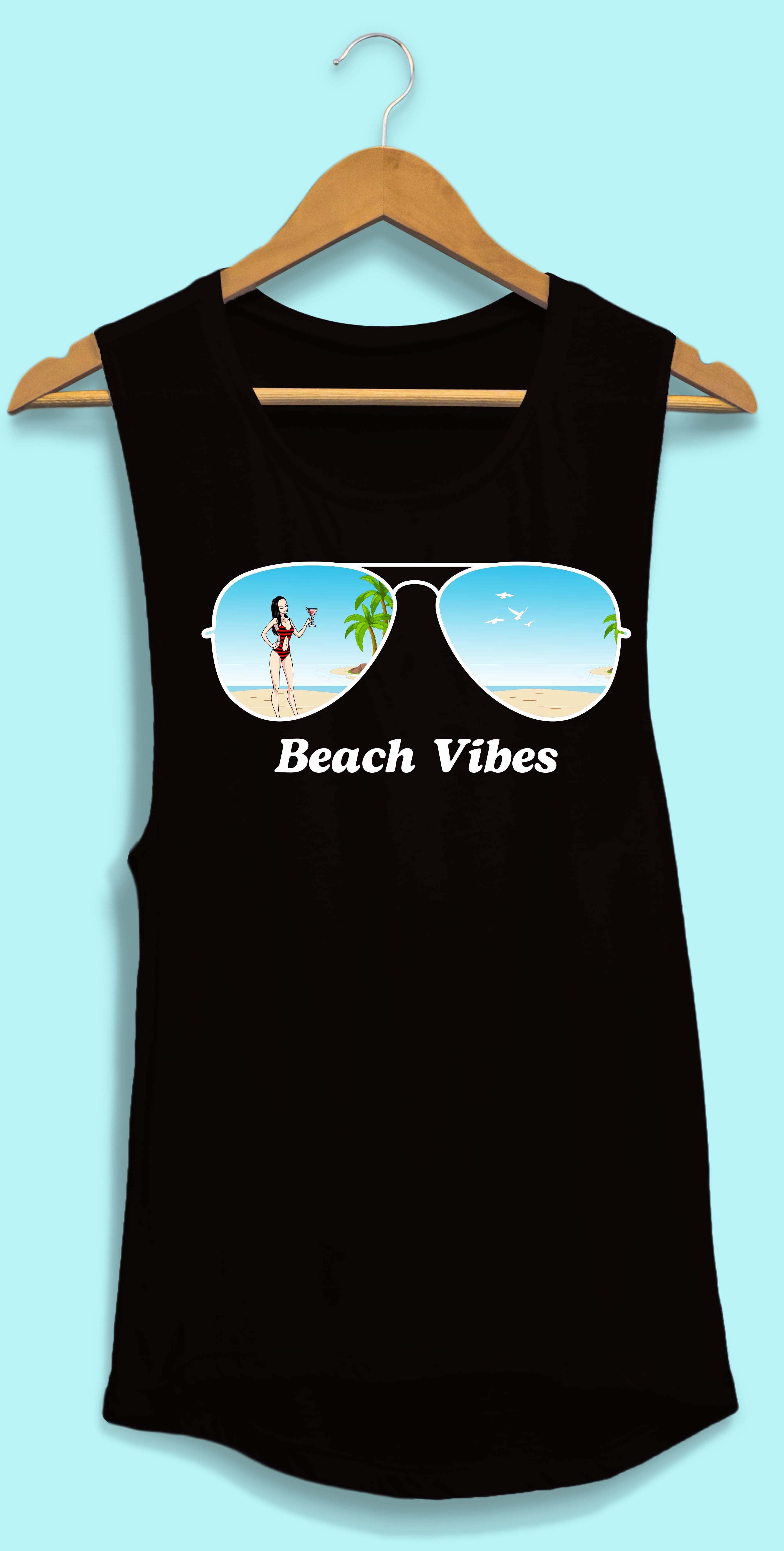 Beach Vibes - Bachelorette Beach Party Flowy Muscle Tank Tops