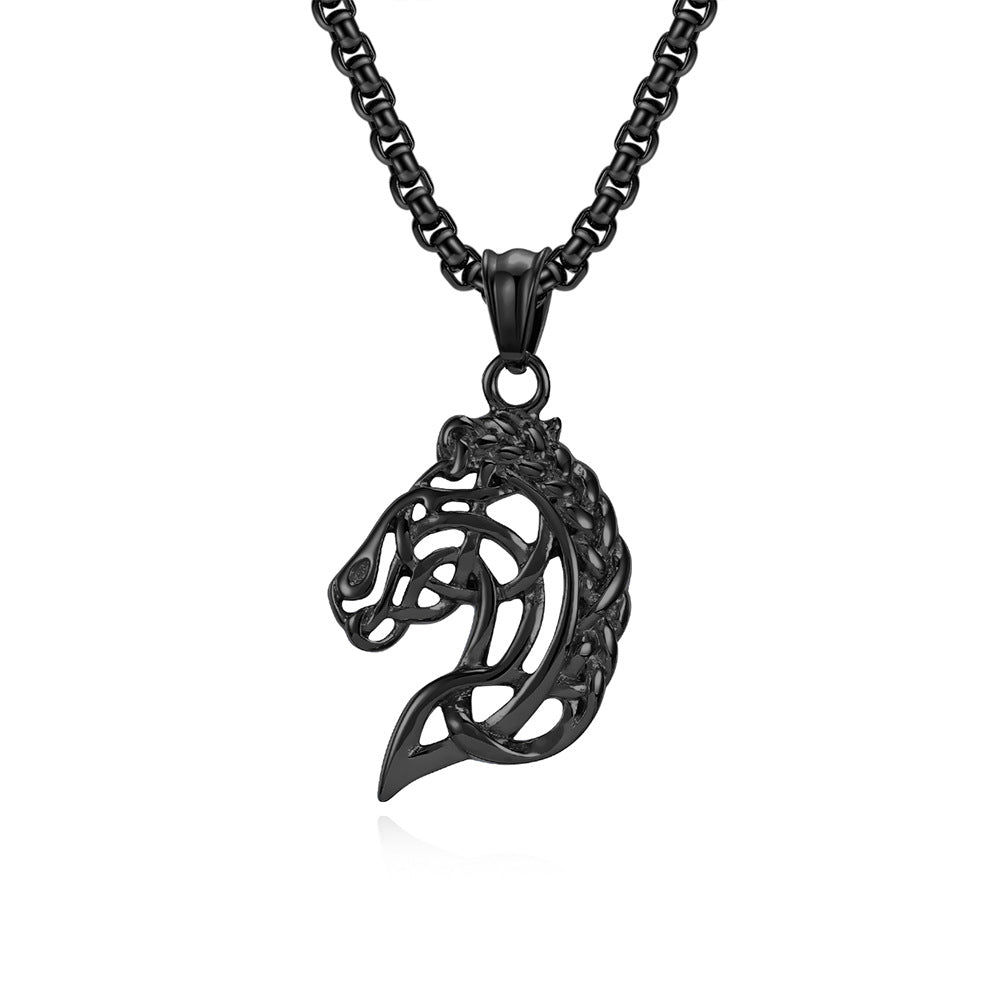 Retro Hollow Horse Head Titanium Steel Necklace - QWIEL®