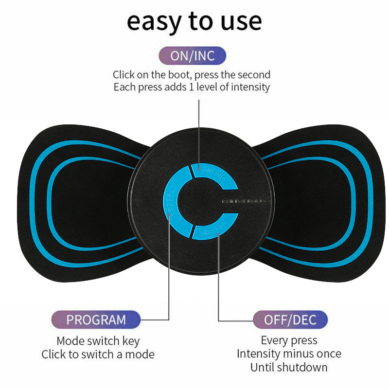Portable Mini Electric Neck Back Body Massager Cervical Massage Stimulator Pain Relief Massage Patch With USB Charging Cable - QWIEL®