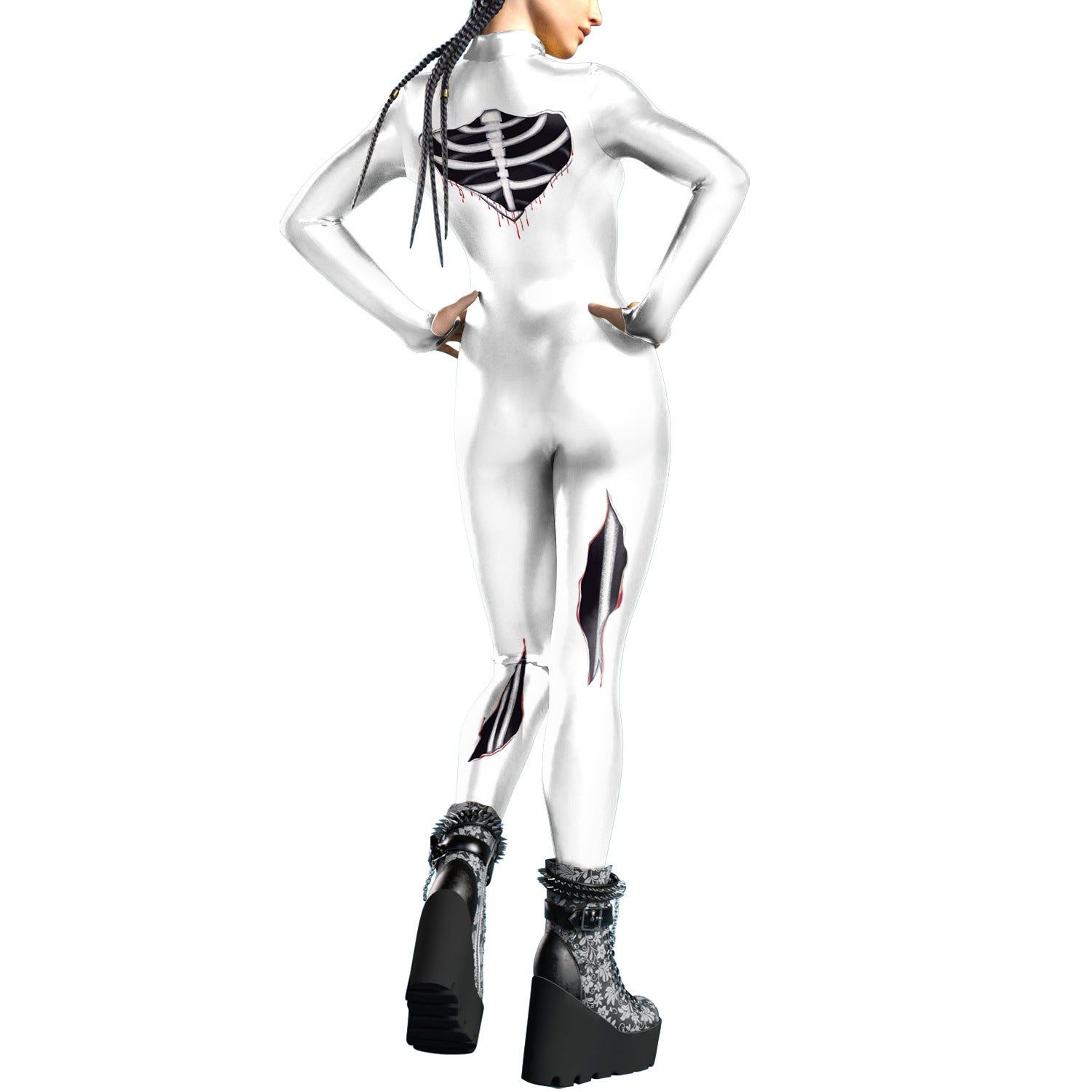 Women's Halloween Tight Body Skeleton Digital Printing Cool Jumpsuit - QWIEL®