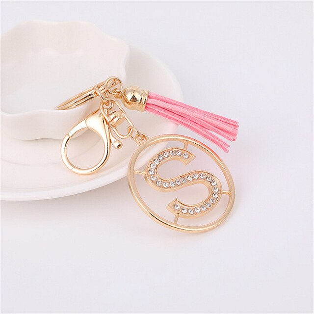 Rhinestones English Letter Alloy Keychain